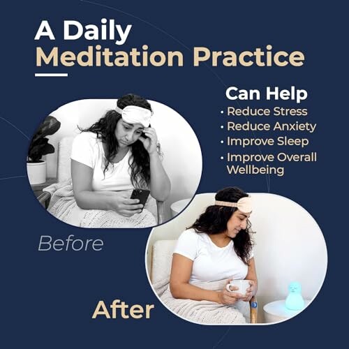 Before and after meditation practice showing stress reduction and wellbeing improvement.