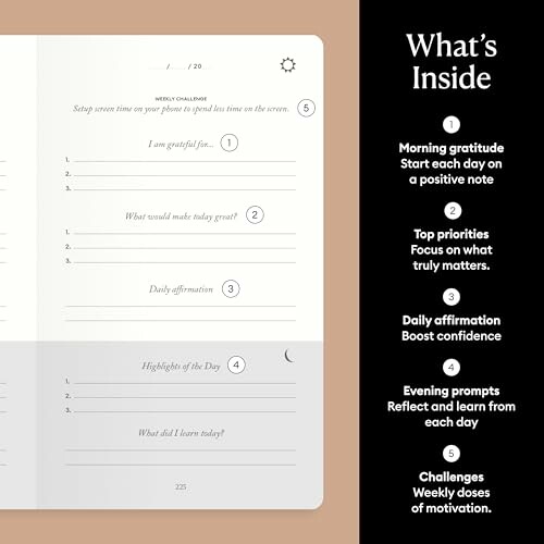 Weekly journal with daily prompts and challenges.